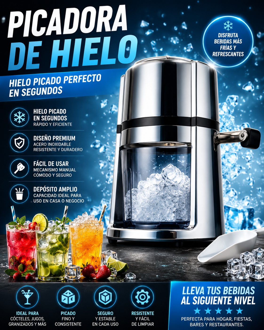 Picador Triturador De Hielo Coctel Bar