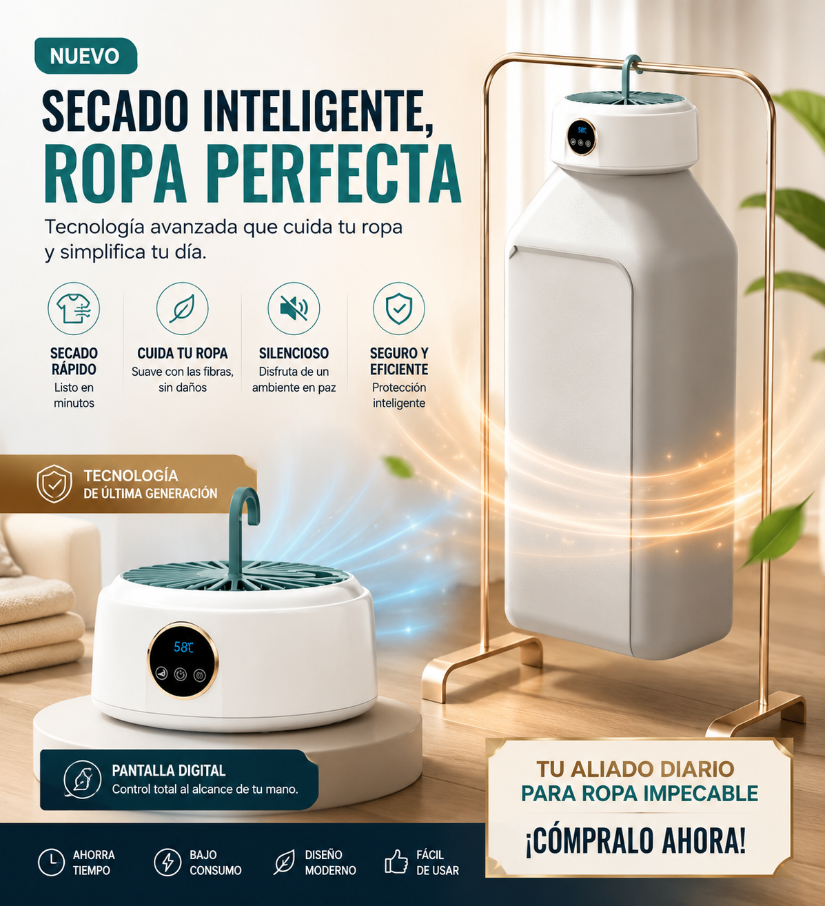 Secador de Ropa Portátil 10kg Multi Uso